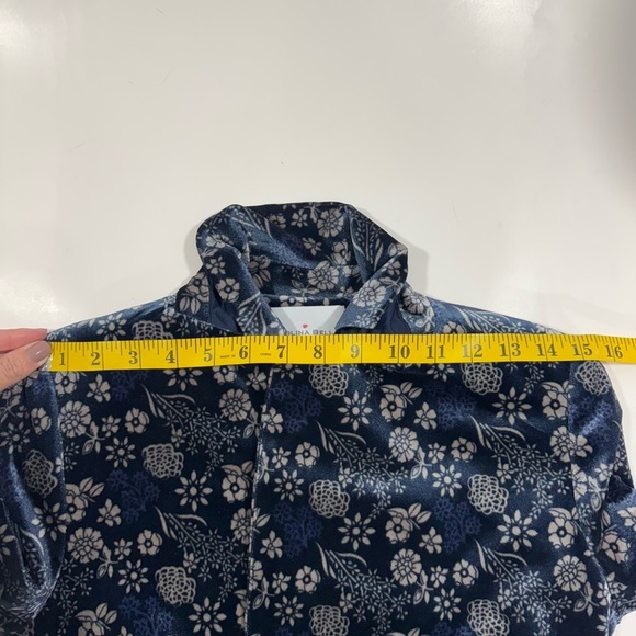 Navy blue beige floral print CAROLINA BELLE long sleeve blazer jacket XS - Picture 9 of 16